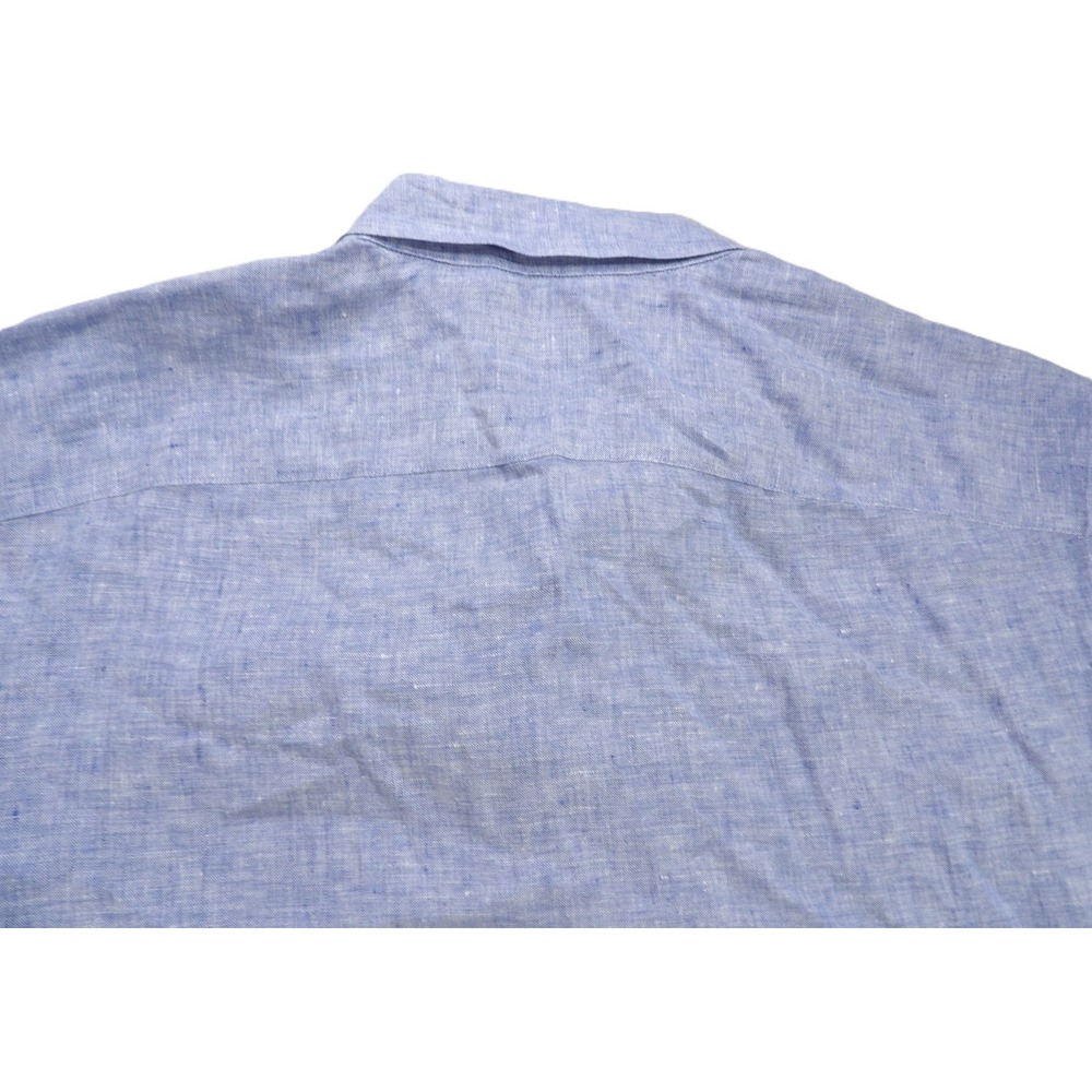 UNTUCKit Valente WR Short Sleeve Button Down 100% Linen Shirt Men XL Blue Casual - Picture 14 of 16